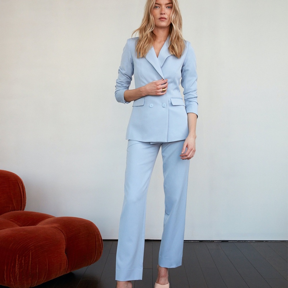 BILLIE THE LABEL FRANCES DOUBLE BREASTED BLAZER IN SKY